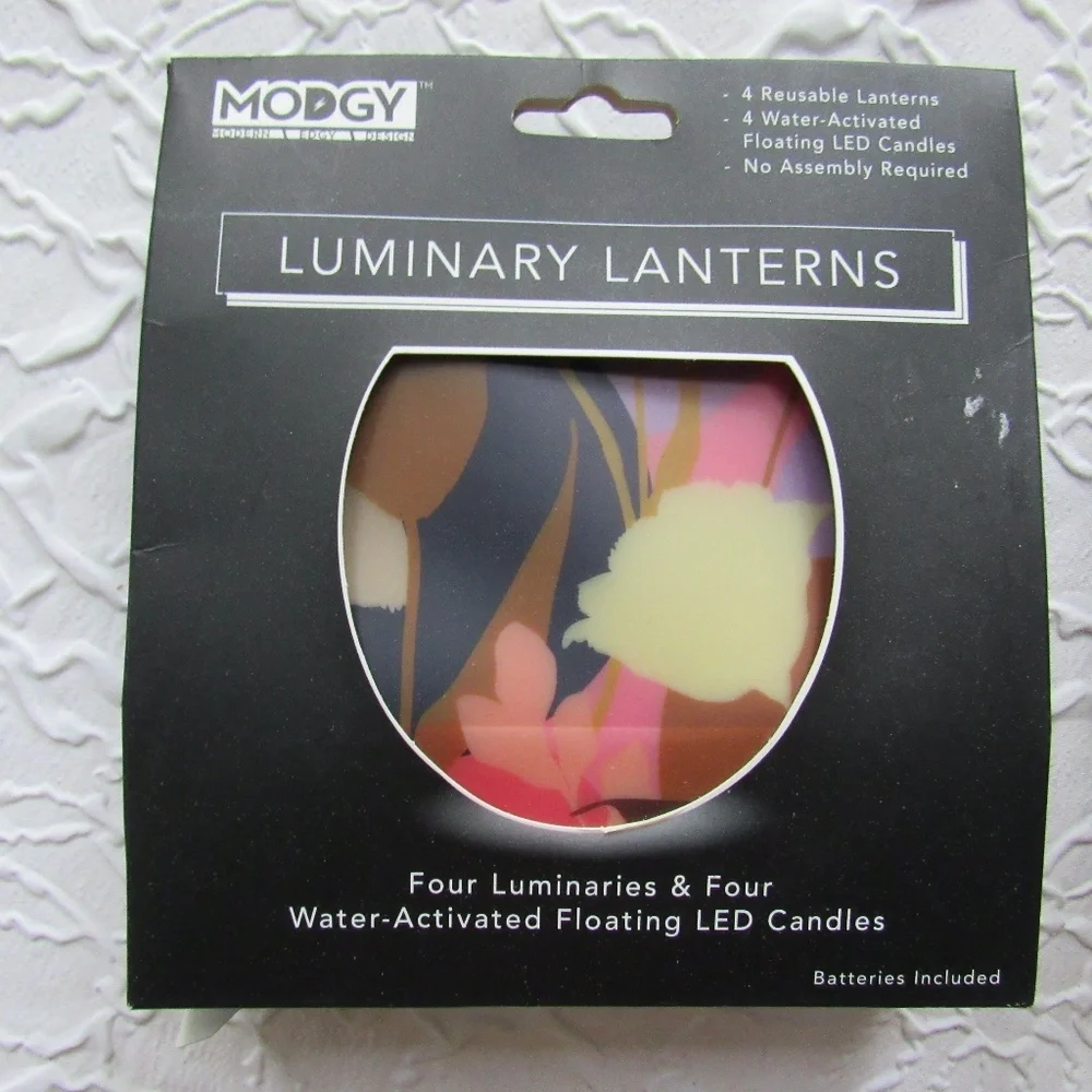 2 Modgy Luminaries Lanterns Floating LED Tealights Reuseable Audubon Hummingbird